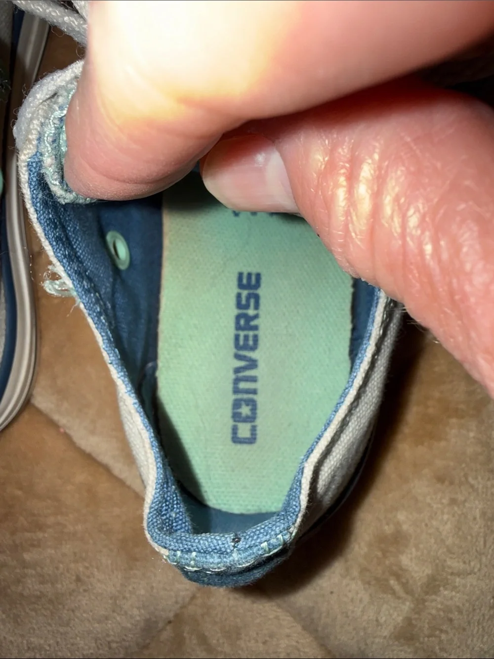 Converse Kids Low-Top Canvas Sneakers in Light Gray with Mint Accents